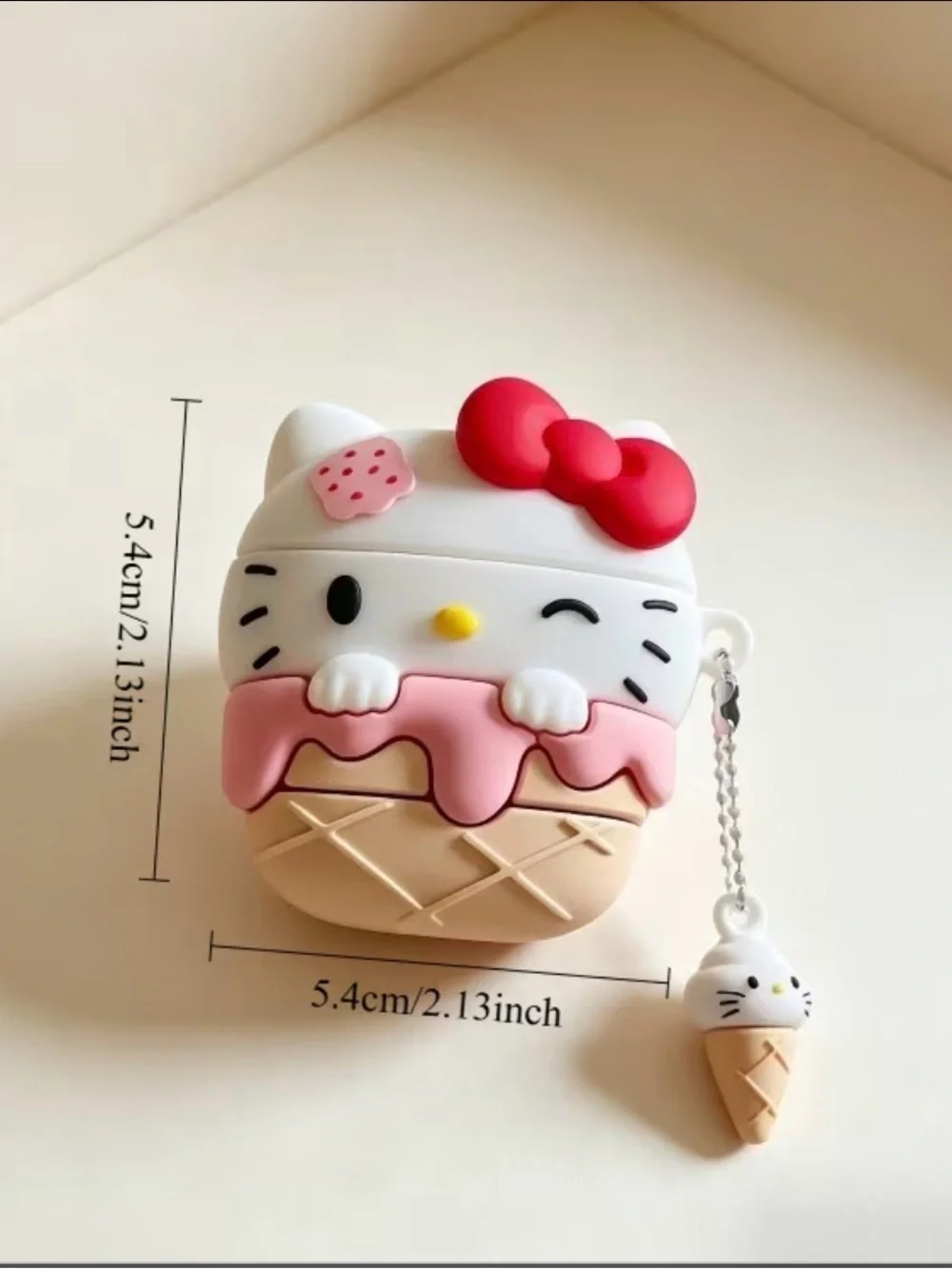 Hello Kitty Ice Cream Silicone AirPods 4  Case - Pink & White